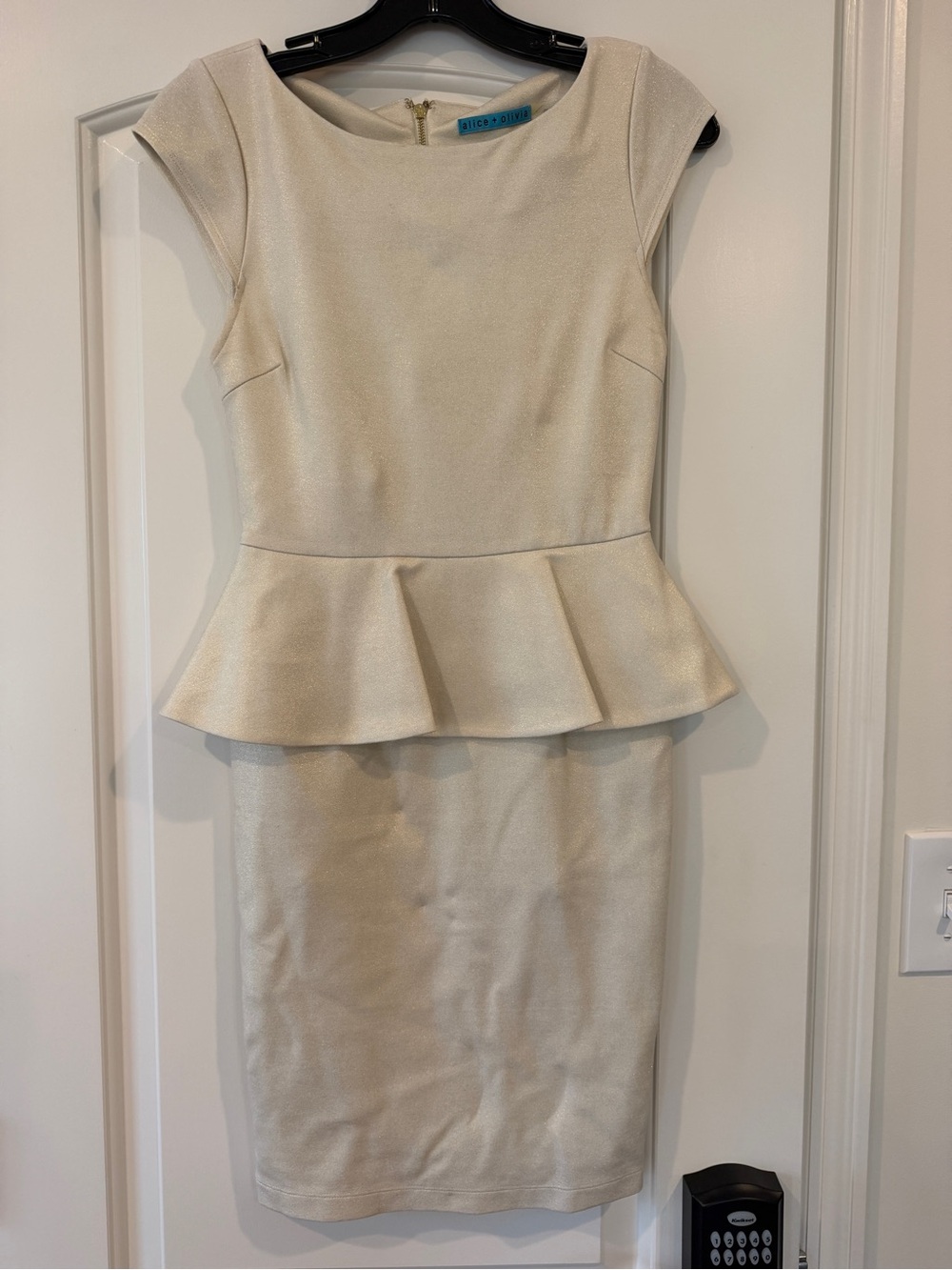 Alice + Olivia Cream Peplum Sheath Dress